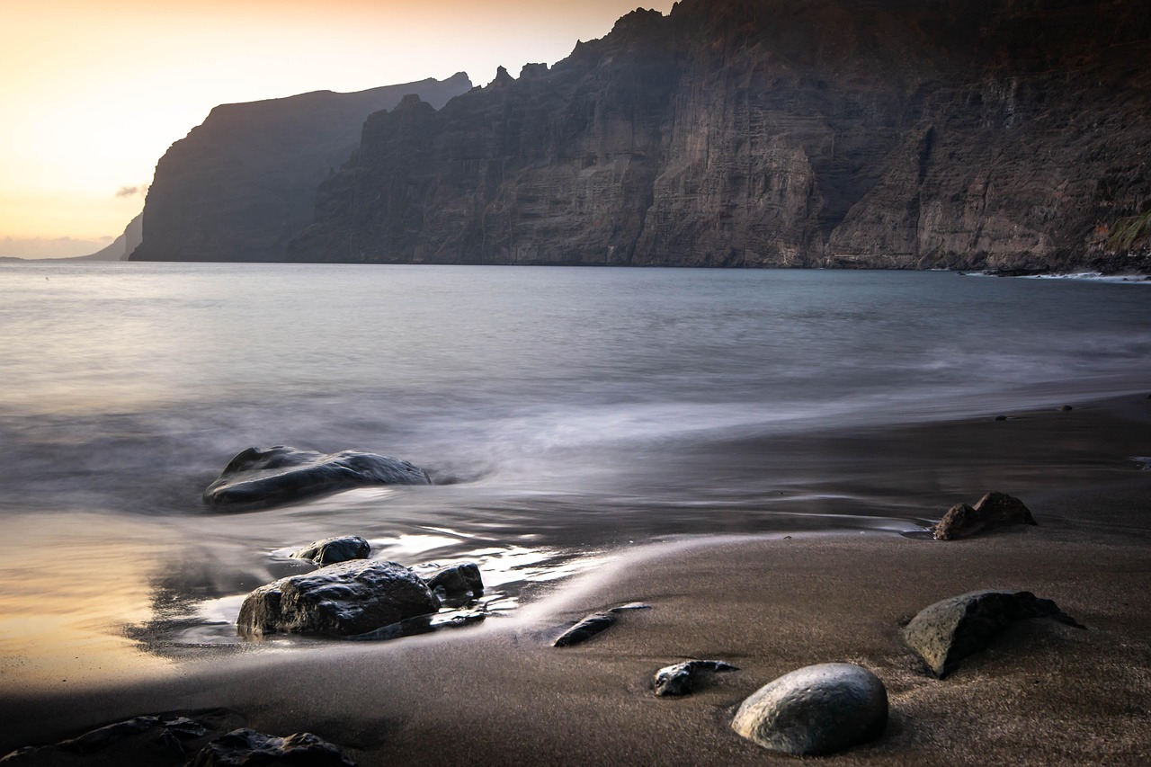 Relaxing beach sunset near Anaga Rural Park Tenerife