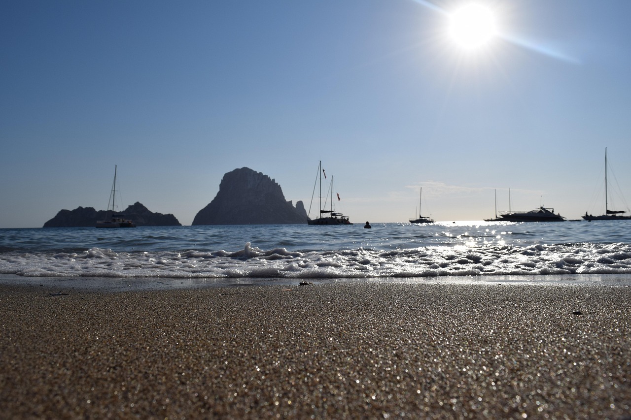 clear turquoise sand at an Ibiza beach
