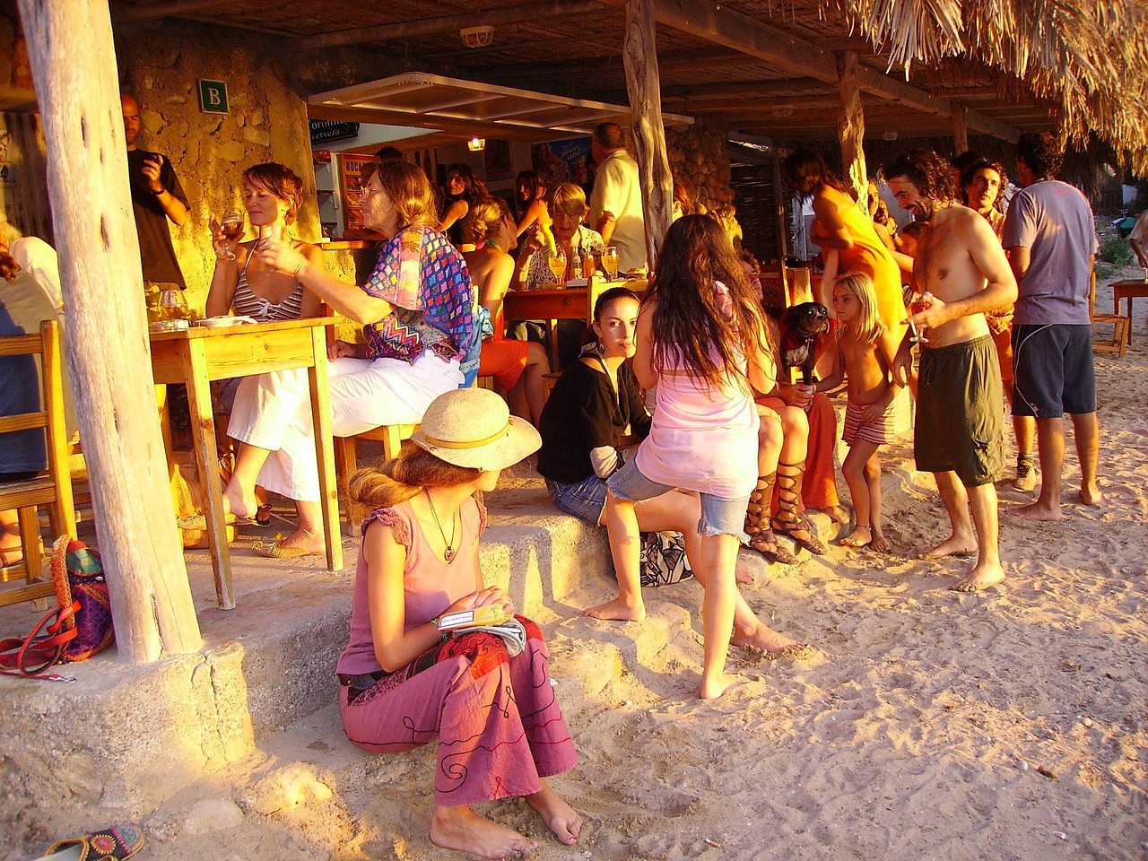 Golden sunset over the sands of ibiza spain