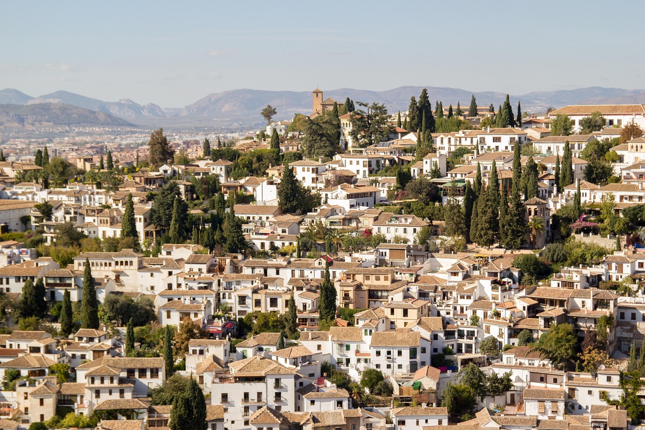 Narrow street in Albaicin during Granada Spain travel