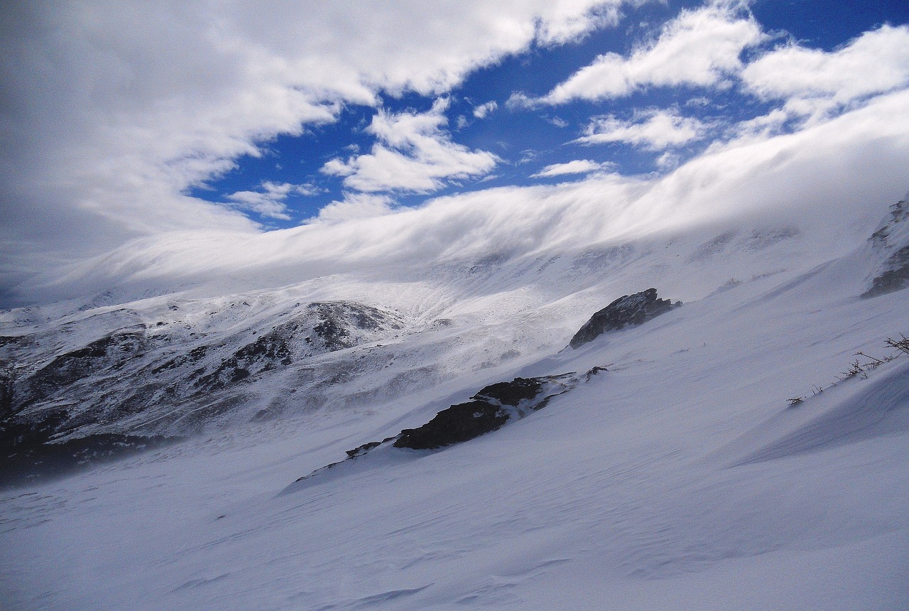 Snow capped peaks of Sierra Nevada mountain range