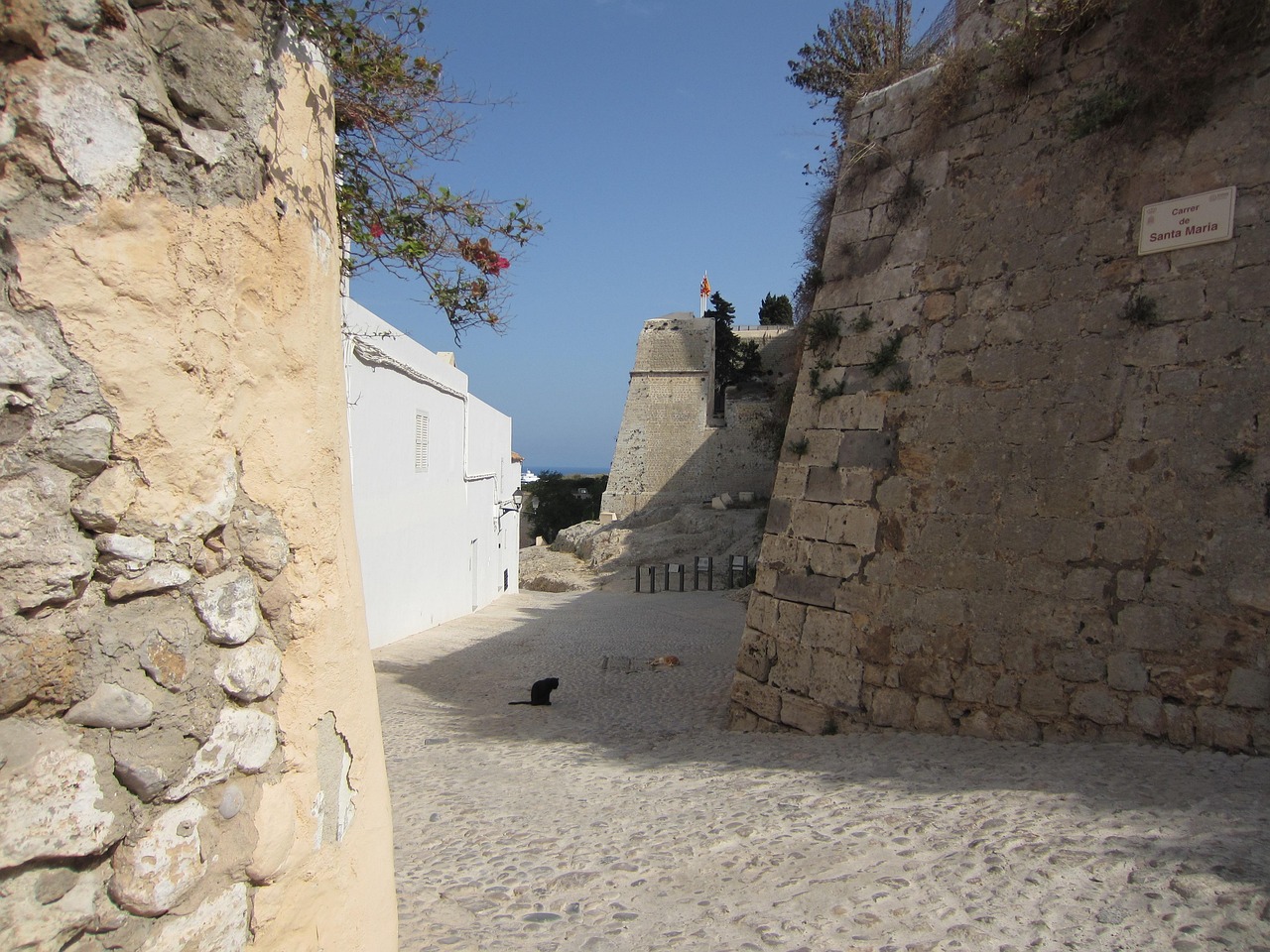 Narrow streets in Ibiza town requiring careful driving