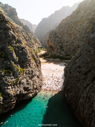 Winding road leading to sa calobra beach mallorca