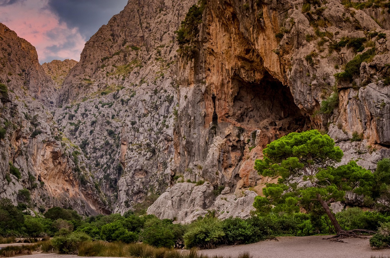Sa calobra mallorca - Waterfall cascading into the sea at Torrent de Pareis beach