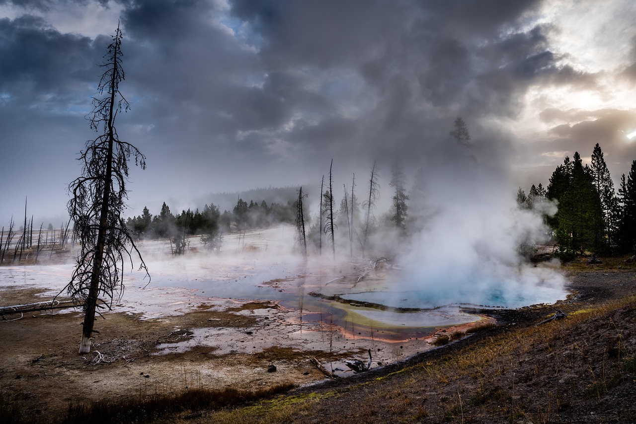Steam rising from saturnia hot springs tuscany italy at dawn