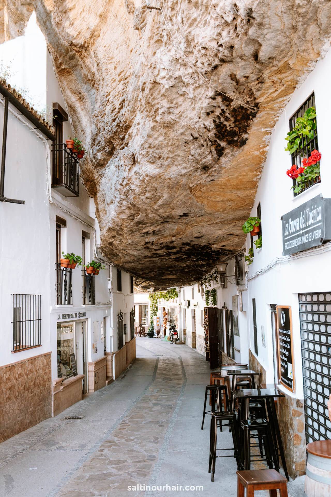 Unique cave houses built into rocky cliffs in Setenil de las Bodegas