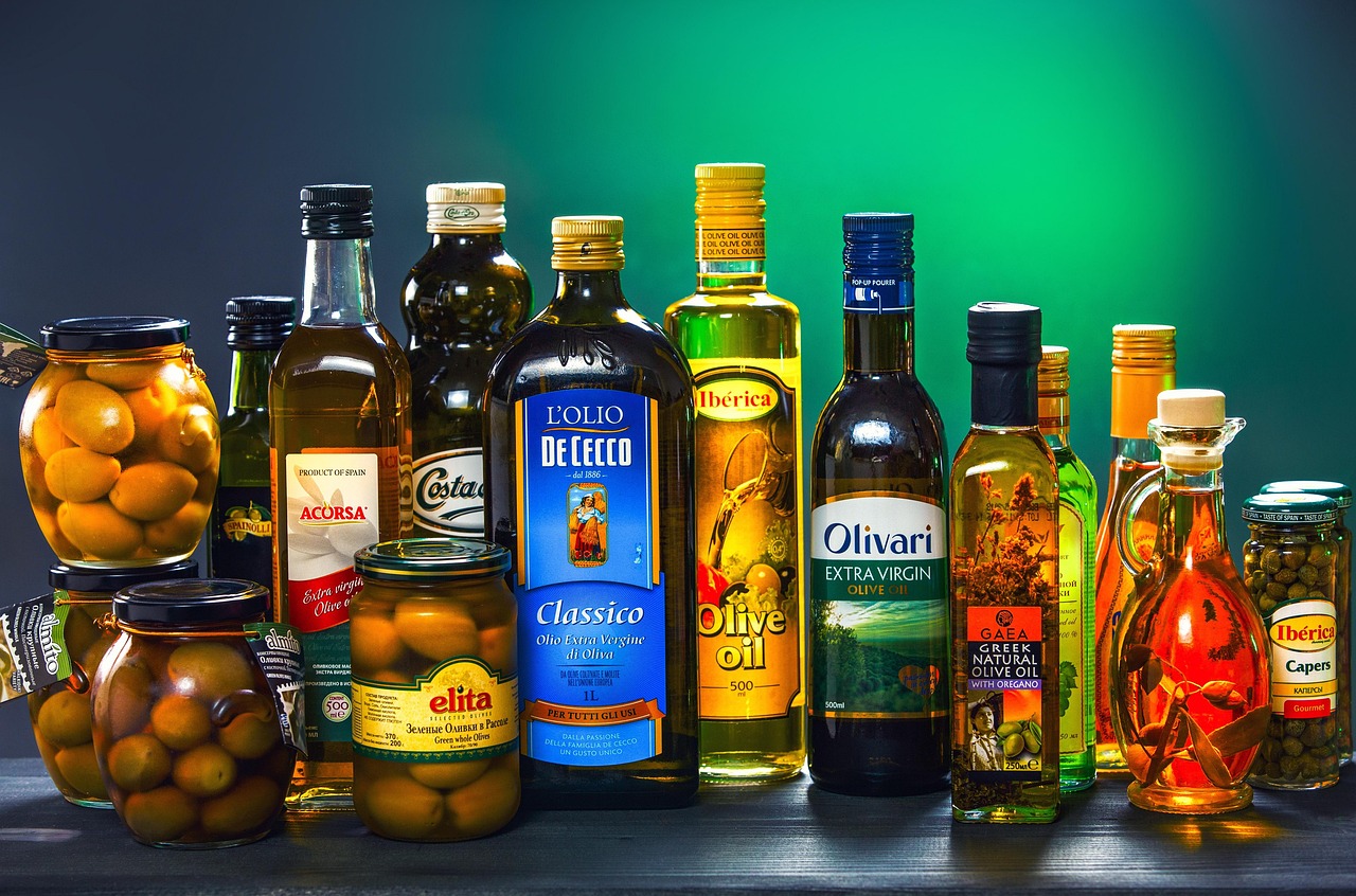 Bottle of extra virgin olive oil from local producers