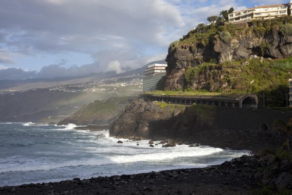 Things to do in puerto de la cruz tenerife - Sandy beach in Puerto de la Cruz Tenerife with palm trees