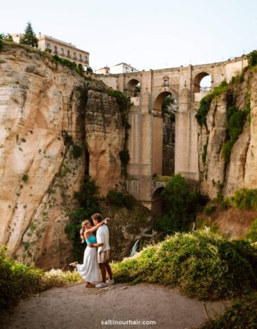 The dramatic Puente Nuevo bridge spanning the deep canyon in Ronda Spain